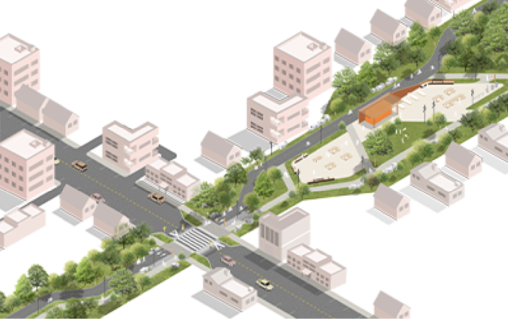 Rendering of the Greenway passing through a community.